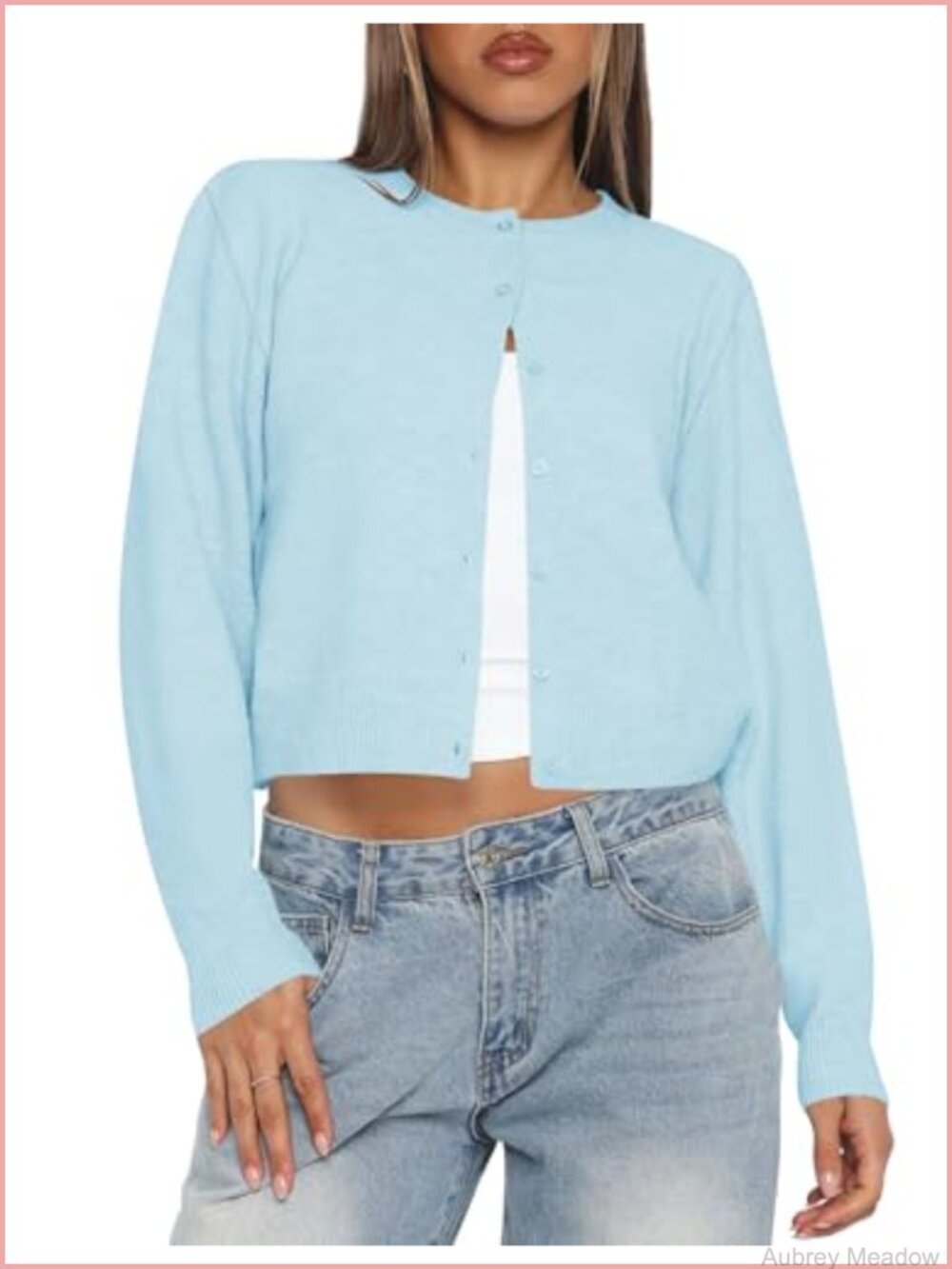 Cropped Cardigan Sweaters for Women Lightweight Knit Button Up Y2K